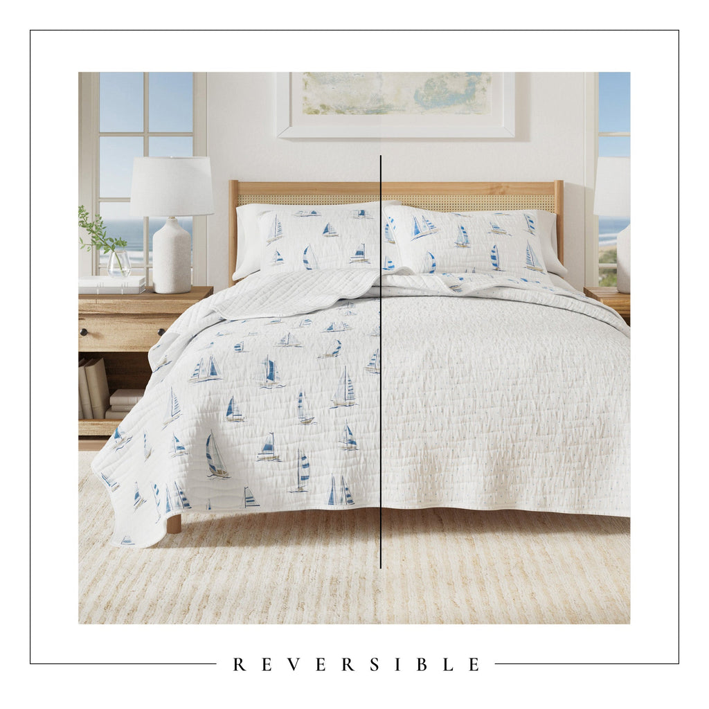 Coastal Blue Sailboat Quilt - Dawson Collection