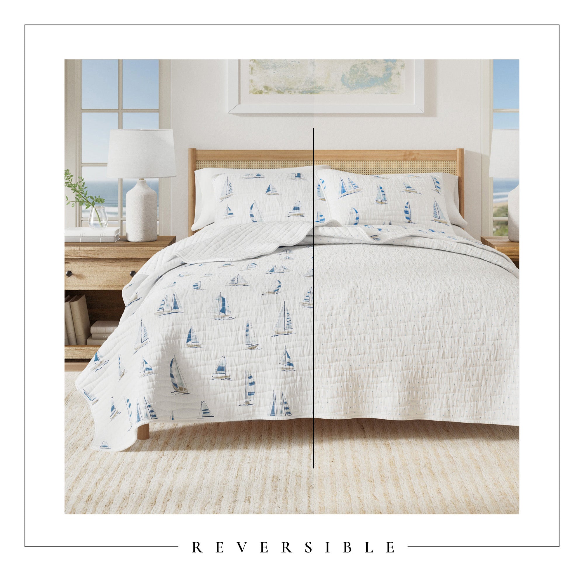 Coastal Blue Sailboat Quilt - Dawson Collection