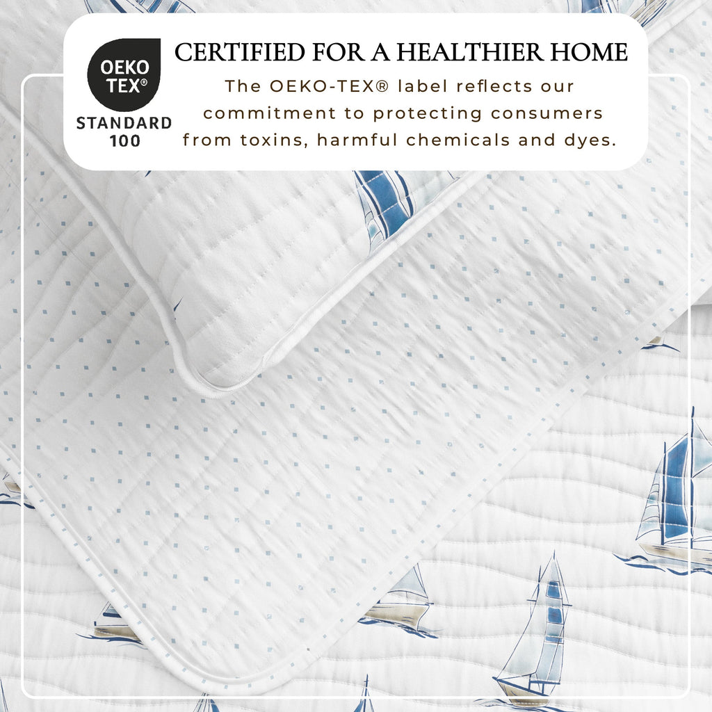 Coastal Blue Sailboat Quilt - Dawson Collection