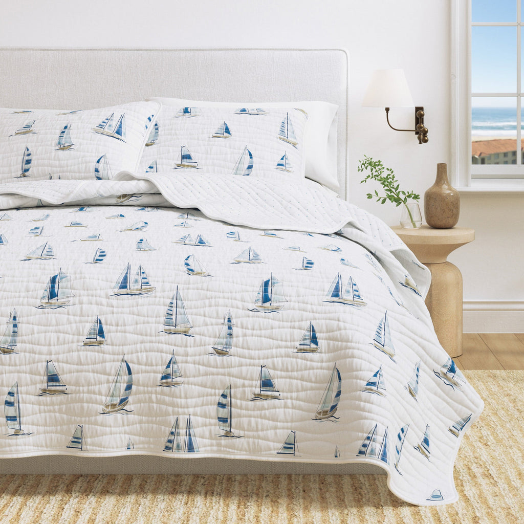 Coastal Blue Sailboat Quilt - Dawson Collection