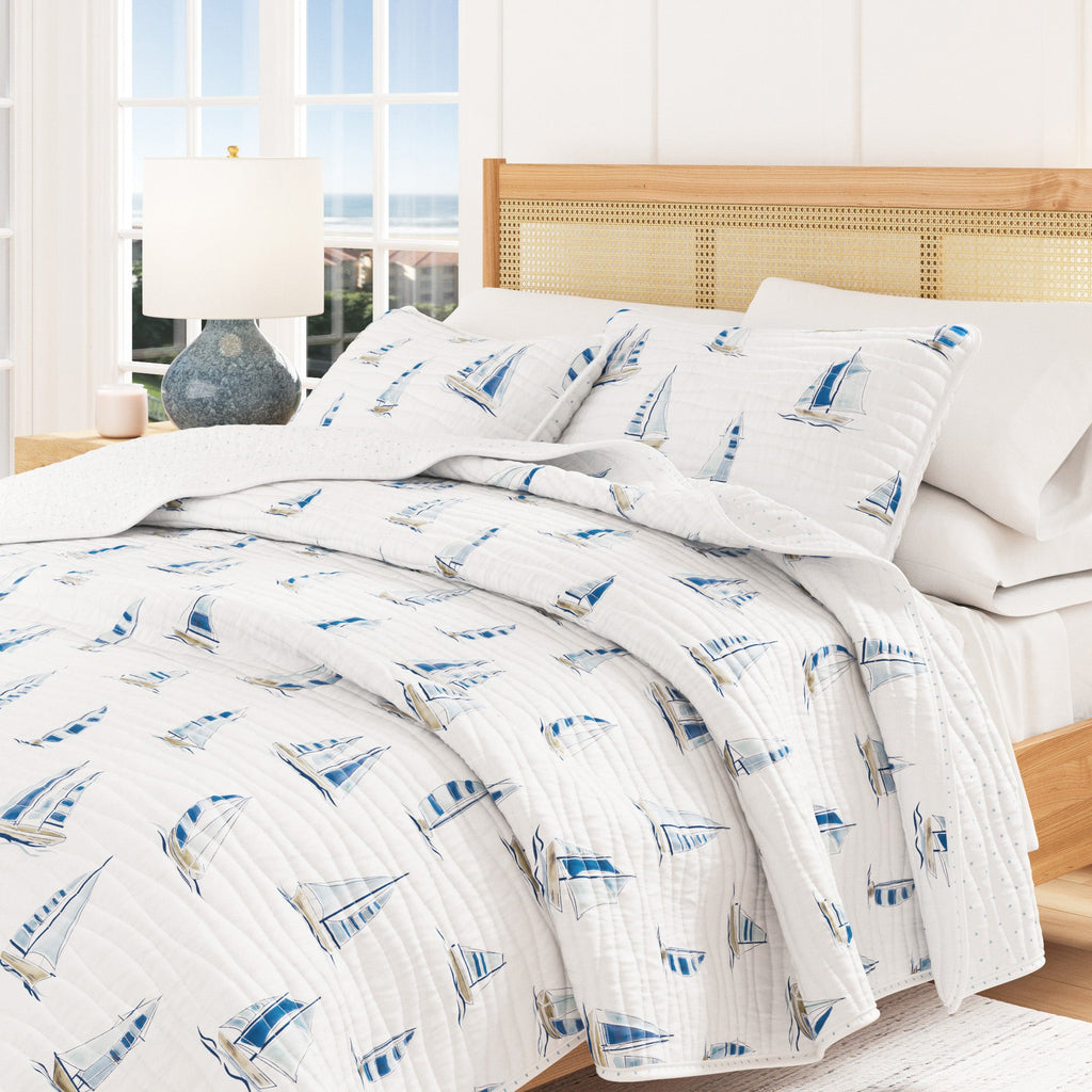 Coastal Blue Sailboat Quilt - Dawson Collection